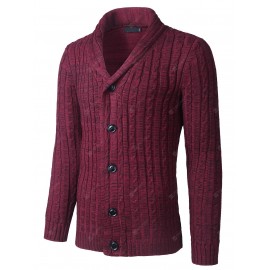 Shawl Collar Button Up Twist Striped Texture Cardigan