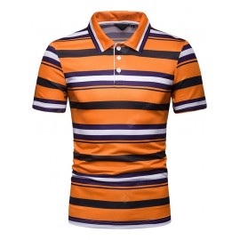 PL35 Men's Contrast Stripe Slim Lapel Casual Shirt