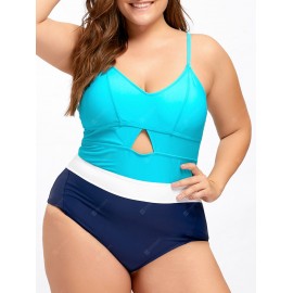Plus Size Keyhole Backless One Piece Swimwear