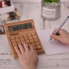 SP1448 CS29 Multi-function calculator 12-digit photoelectric double drive bamboo material (built-in button battery)