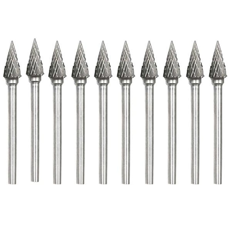 Professional Carbide Cone Tip Steel Grinding Head 10PCS
