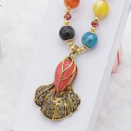Retro Long Necklace Gemstone Pendant Accessories Sweater Chain