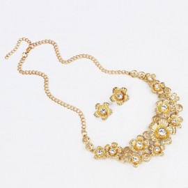Rhinestone Alloy Flower Jewelry Set