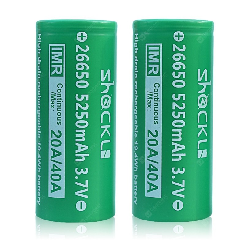ShockLi IMR 26650 5250mAh Rechargeable Battery 2pcs