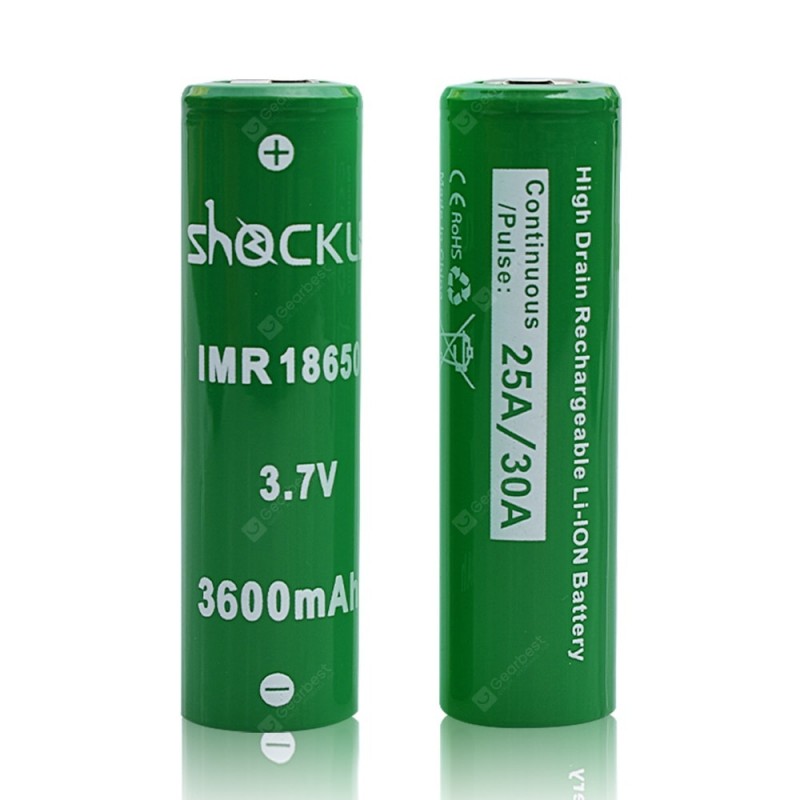 ShockLi IMR 18650 3600mAh Rechargeable Battery 2PCS