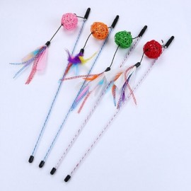 Pet Exercising Stick Interactive Toy Cat Teaser with Ball 1pc