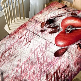 Valentine's Day Graffiti Heart Key Print Waterproof Table Cloth