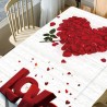 Valentine's Day Rose Petals Heart Love Patterned Waterproof Table Cloth
