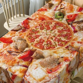 Pizza Print Fabric Waterproof Table Cloth