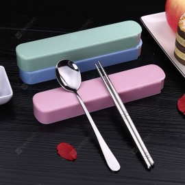 Portable Tableware Stainless Steel Cutlery Two Sets Of Chopsticks Spoon Set Travel Korean Tableware