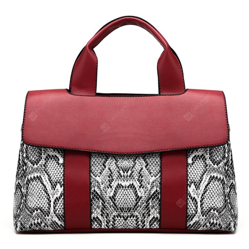Snake Print Faux Leather Handbag