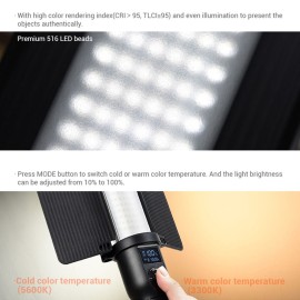 Godox LC500 Handheld LED Ice Light Video Photography Light Stick Bi-color Temperature Adjustable Brightness Built-in Rechargable Battery with Carrying Bag