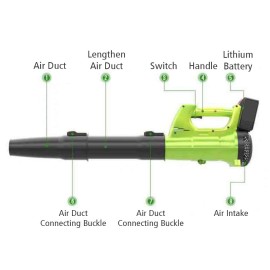 Cordless Leaf Blower with 21V Battery Charger Variable Speed Lightweight for Lawn Care Snow Blowing and Cleaning Debris and Dust US Plug