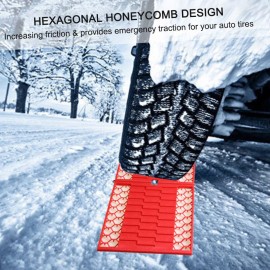 2Pcs Car Emergency Escape Plate Traction Mat Tire Grip Aid Foldable Non-Slip for Most SUVs Cars & Vans from Snow Ice Mud Sand