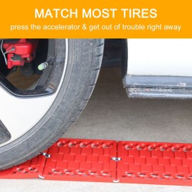 2Pcs Car Emergency Escape Plate Traction Mat Tire Grip Aid Foldable Non-Slip for Most SUVs Cars & Vans from Snow Ice Mud Sand