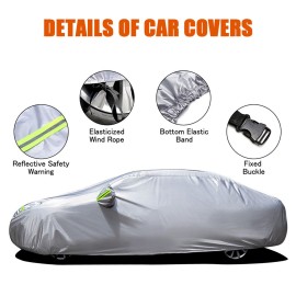 Car Cover Full Covers with Reflective Strip Sunscreen Protection Dustproof UV Scratch-Resistant for 4X4/SUV Business Car