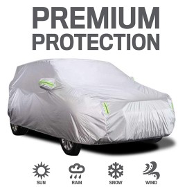 Car Cover Full Covers with Reflective Strip Sunscreen Protection Dustproof UV Scratch-Resistant for 4X4/SUV Business Car