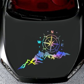 1PCS Car Sticker Mountains Compass Navigate Style Colorful Car Truck Sticker Decal Auto Fashion Decoration 25.6*13.8in