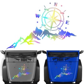 1PCS Car Sticker Mountains Compass Navigate Style Colorful Car Truck Sticker Decal Auto Fashion Decoration 25.6*13.8in