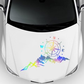 1PCS Car Sticker Mountains Compass Navigate Style Colorful Car Truck Sticker Decal Auto Fashion Decoration 25.6*13.8in