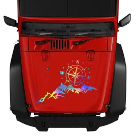 1PCS Car Sticker Mountains Compass Navigate Style Colorful Car Truck Sticker Decal Auto Fashion Decoration 25.6*13.8in