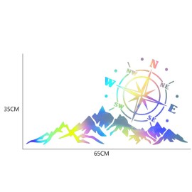 1PCS Car Sticker Mountains Compass Navigate Style Colorful Car Truck Sticker Decal Auto Fashion Decoration 25.6*13.8in