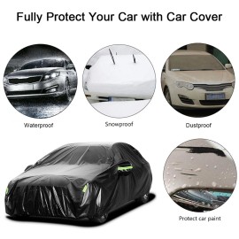 Car Cover Full Sedan Covers with Reflective Strip Sunscreen Protection Dustproof&Waterproof UV Scratch-Resistant Universal L
