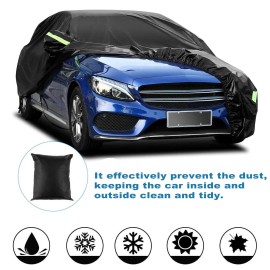 Car Cover Full Sedan Covers with Reflective Strip Sunscreen Protection Dustproof&Waterproof UV Scratch-Resistant Universal L
