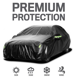 Car Cover Full Sedan Covers with Reflective Strip Sunscreen Protection Dustproof&Waterproof UV Scratch-Resistant Universal L
