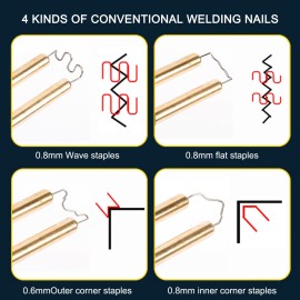 70W Hot Stapler, Plastic Welding Machine Car Bumper Repair Kit, Plier, 4 types Flat/Outside Corner/Inside Corner/Wave Staples, Welding Repairing Machine Welder Gun Repair
