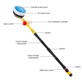 Car Wash Brush, Car Cleaning Kit, 360° Spin Car Wash Mop, High-pressure Foam Car Cleaning Brush, Detachable & Extendable Scrub Brush, For Car Home Cleaning & Garden Use