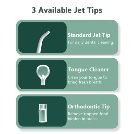 Portable Oral Irrigator for Teeth/Braces Water Flosser with 3 Modes 3 Available Jet Tips 280ml Detachable Reservoir 8mm Spout, White