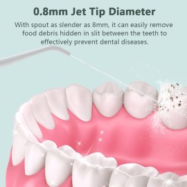 Portable Oral Irrigator for Teeth/Braces Water Flosser with 3 Modes 3 Available Jet Tips 280ml Detachable Reservoir 8mm Spout, White
