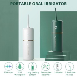 Portable Oral Irrigator for Teeth/Braces Water Flosser with 3 Modes 3 Available Jet Tips 280ml Detachable Reservoir 8mm Spout, White