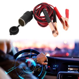 Cigarette Lighter Battery Clip-on Car Cigarette Lighter Socket 50A 18AWG Adapter Car Battery Pump Alligator Extension Cord with Battery Clamp