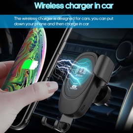 D12 Car Wire-less Mount Chargers Car Phone Holder in Air Vent Clip Stand for All 4-6” Phones