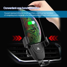 D12 Car Wire-less Mount Chargers Car Phone Holder in Air Vent Clip Stand for All 4-6” Phones