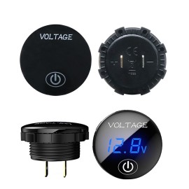 Universal Car Motorcycle DC 12V-24V LED Panel Digital Voltage Meter with Touch ON OFF Switch Battery Capacity Display Voltmeter for SUV Truck Motorcycle Boat Riding mower Tractor