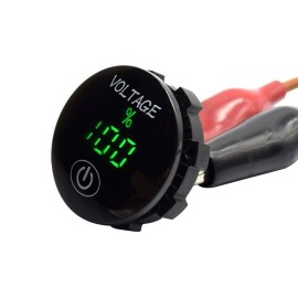 Universal Car Motorcycle DC 12V-24V LED Panel Digital Voltage Meter with Touch ON OFF Switch Battery Capacity Display Voltmeter for SUV Truck Motorcycle Boat Riding mower Tractor