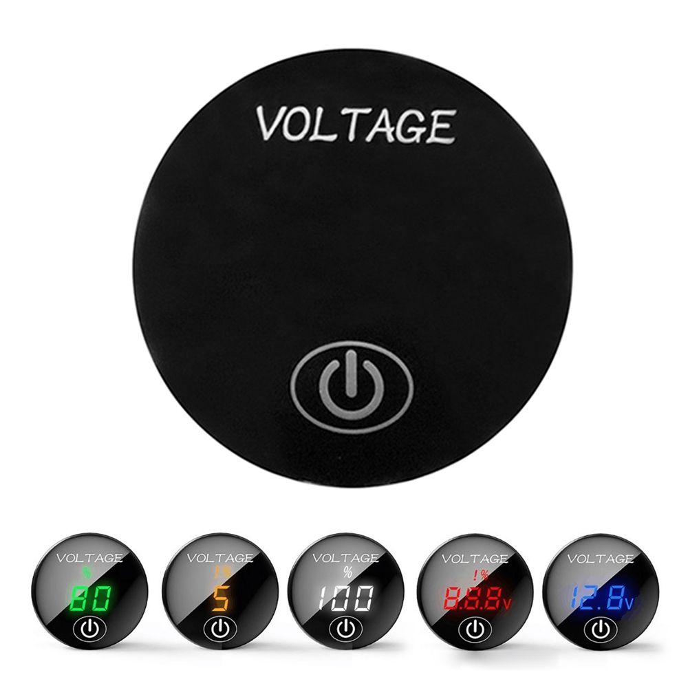 Universal Car Motorcycle DC 12V-24V LED Panel Digital Voltage Meter with Touch ON OFF Switch Battery Capacity Display Voltmeter for SUV Truck Motorcycle Boat Riding mower Tractor