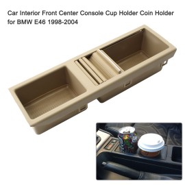 Car Front Center Console Drink Cup Holder Coin Holder Interior Storage Tray Replacement for BMW 3 Series E46 