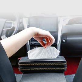Leather Car Visor Tissue Holder Zipper Tissue Box Paper Towel Cover Case for Car Truck Decoration