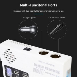 250W Car Power Inverter D C12V/24V to AC220V Multi-Funcitonal Power Converter Digital Display Power Voltage Transformer