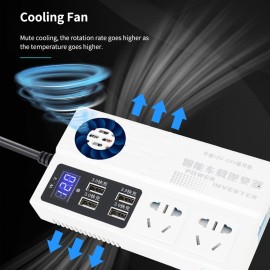 250W Car Power Inverter D C12V/24V to AC220V Multi-Funcitonal Power Converter Digital Display Power Voltage Transformer