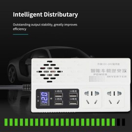 250W Car Power Inverter D C12V/24V to AC220V Multi-Funcitonal Power Converter Digital Display Power Voltage Transformer