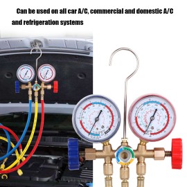 Refrigerant Manifold Gauge Set Air Conditioning Tools with Hose and Hook for R12 R22 R404A R134A
