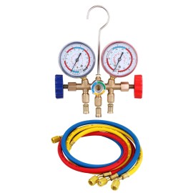 Refrigerant Manifold Gauge Set Air Conditioning Tools with Hose and Hook for R12 R22 R404A R134A