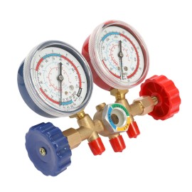 Refrigerant Manifold Gauge Set Air Conditioning Tools with Hose and Hook for R12 R22 R404A R134A