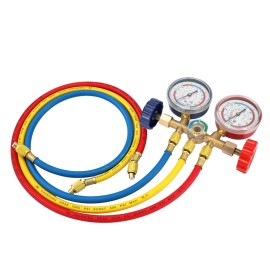 Refrigerant Manifold Gauge Set Air Conditioning Tools with Hose and Hook for R12 R22 R404A R134A