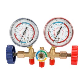 Refrigerant Manifold Gauge Set Air Conditioning Tools with Hose and Hook for R12 R22 R404A R134A